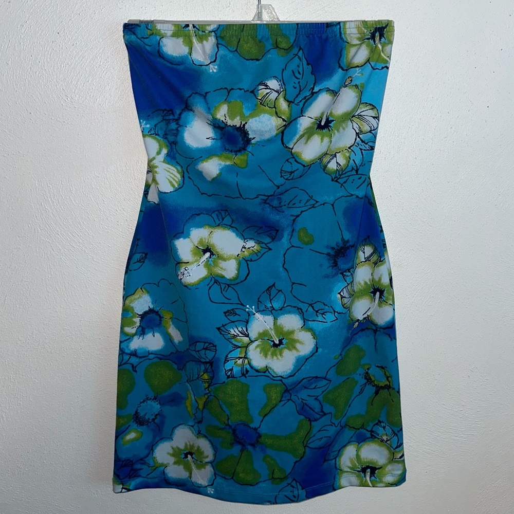 Vtg 90s Tropical Floral Bodycon Dress - Picture 5 of 9